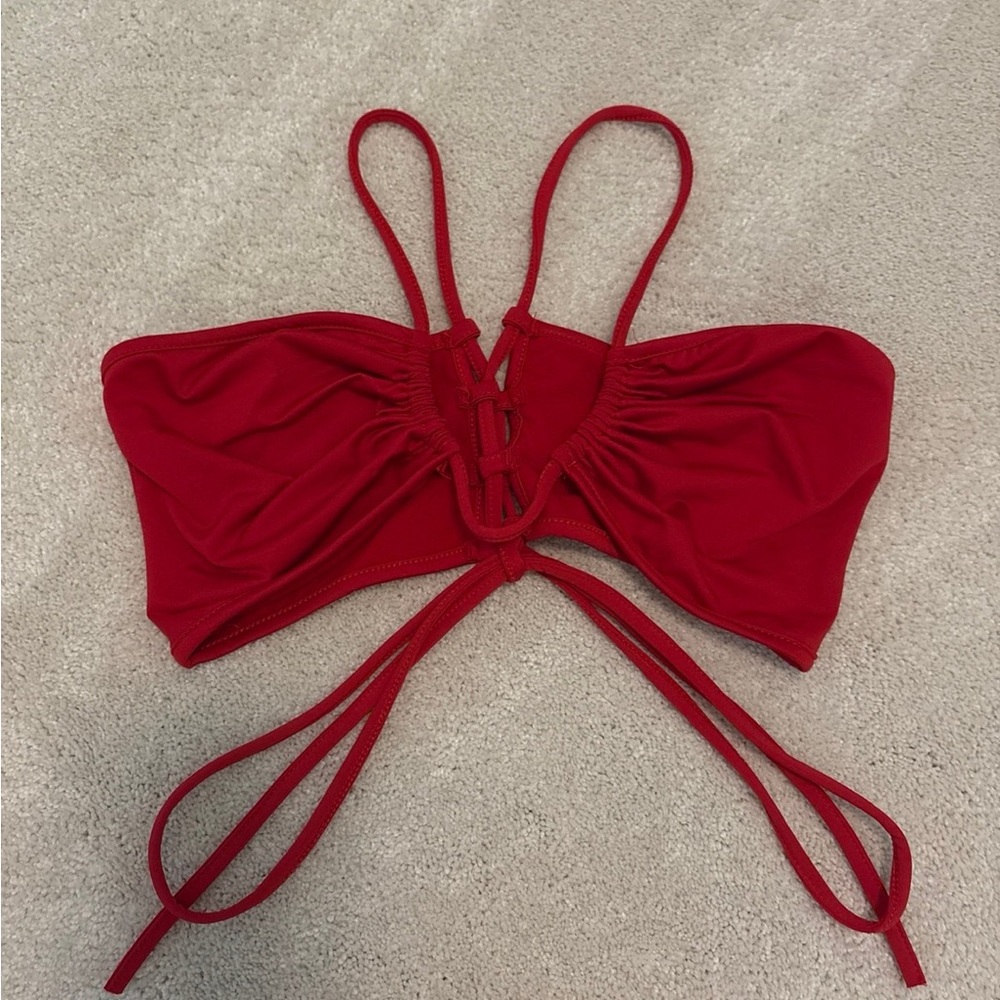 Red Lace-Up Tank Top